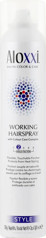 Лак для волос Aloxxi Working Hairspray лёгкой фиксации, с термозащитой и УФ-фильтрами, 300 мл