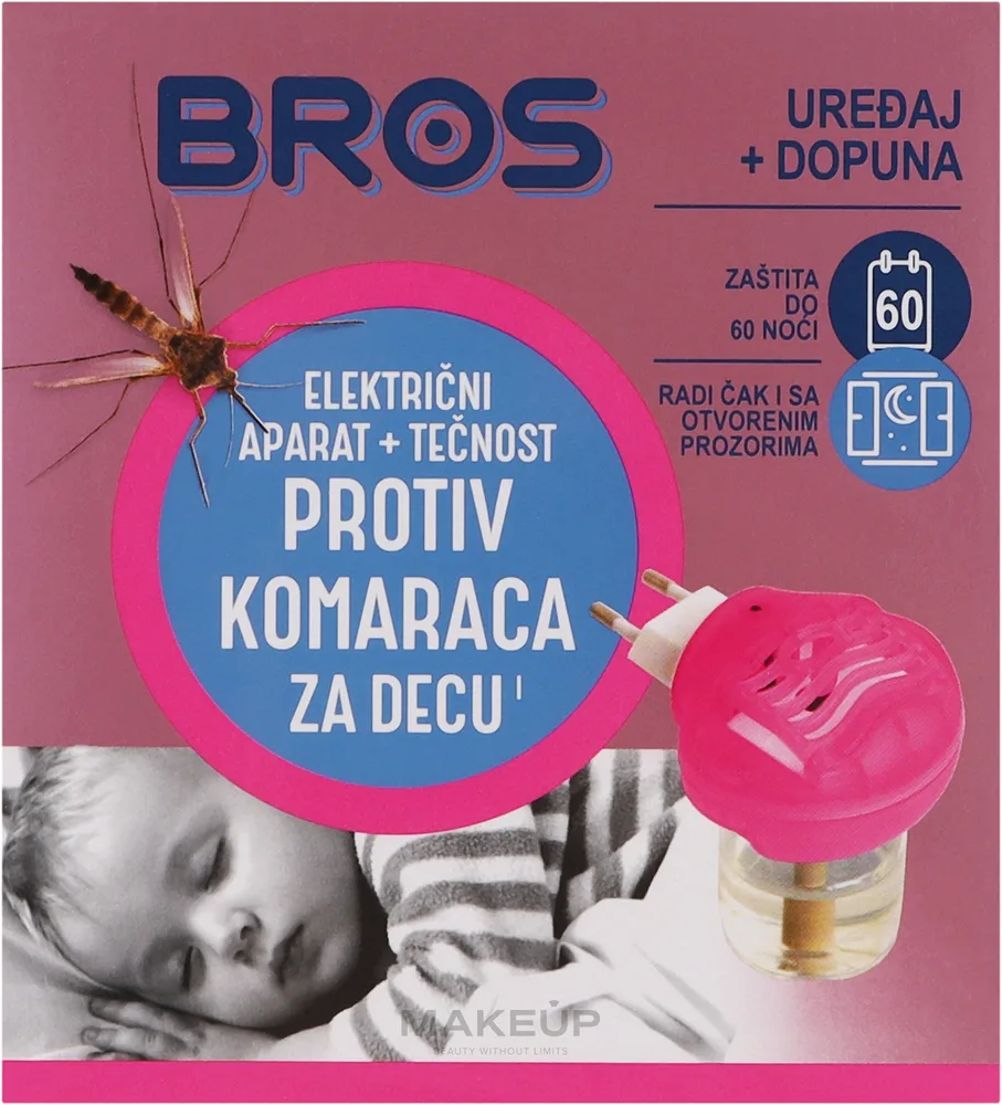 Электрофумигатор с жидкостью от комаров Bros для детей, 1 шт