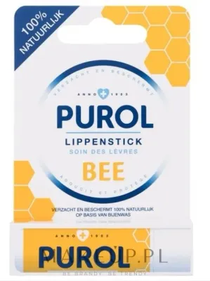 Purol Lipstick Bee бальзам для губ оттеночный 4.8 г, питательный бальзам с растительными маслами, витаминами А и Е, аромат ежевики