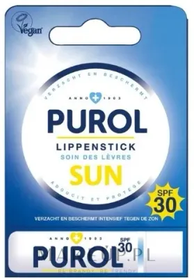 Purol Sun бальзам для губ солнцезащитный SPF 30 4.8 г, фильтры UVA и UVB, витамины А и Е, защита от ветра и холода