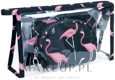 Косметичка Ecarla Flamingo 3 в 1 женская черная набор из трех футляров