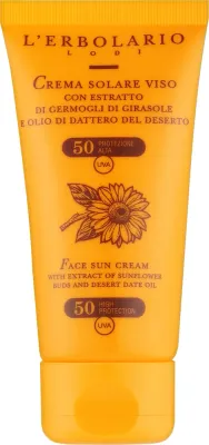 Солнцезащитный крем для лица L'Erbolario Face Sun Cream SPF 50 с экстрактом семян подсолнечника и маслом пустынного финика, 50 мл