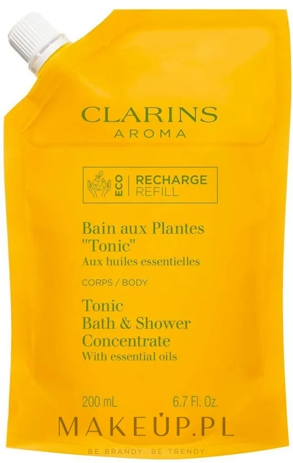 Clarins Tonic концентрат для ванны и душа тонизирующий сменный блок 200 мл, пена для ванны с эфирными маслами мяты, розмарина и герани