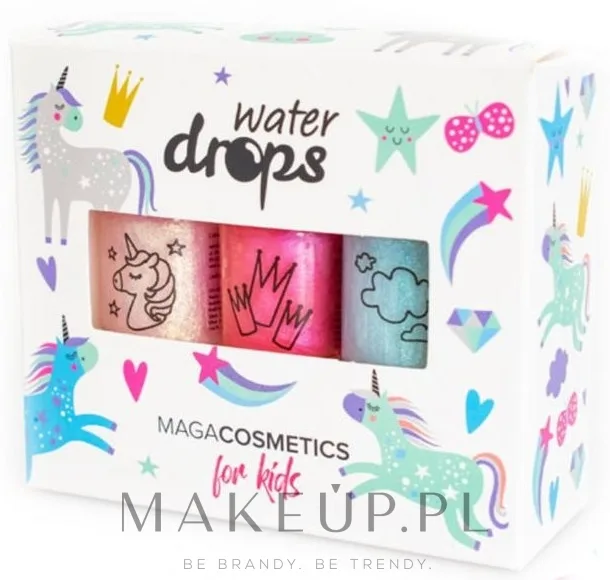 Набор лаков для ногтей детский Maga Cosmetics For Kids Water Drops Winter Magic Kingdom, на водной основе, 3 цвета