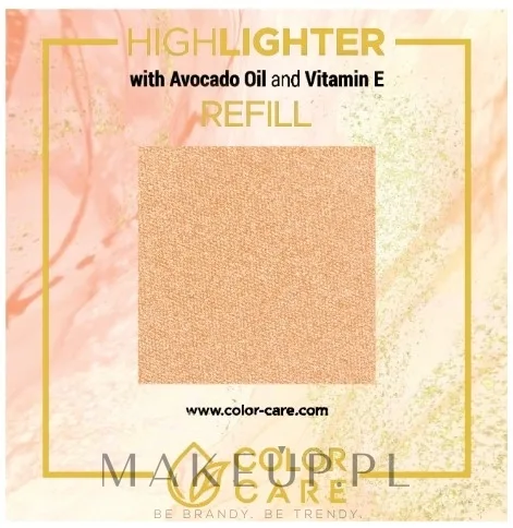 Color Care Highlighter Refill хайлайтер для лица сменный блок, рефил с маслом авокадо и витамином E, мелкий шиммер 8 г, оттенок 02 - Champagne