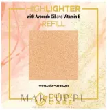 Color Care Highlighter Refill хайлайтер для лица сменный блок, рефил с маслом авокадо и витамином E, мелкий шиммер 8 г, оттенок 02 - Champagne — фото 1