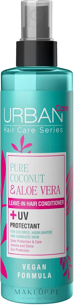 Несмываемый кондиционер-спрей для волос с кокосовым маслом и алоэ вера Urban Care, для окрашенных волос, 200 мл