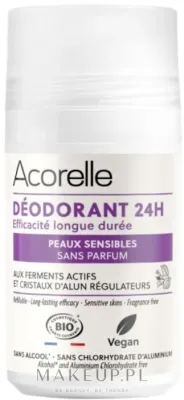 Дезодорант шариковый Acorelle Deodorant Roll On 24H Sensitive Skins неароматизированный, для чувствительной кожи, 50 мл