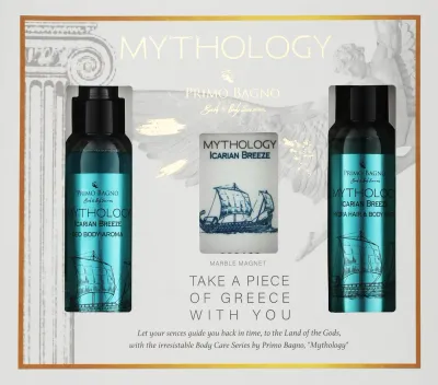 Мужской набор Primo Bagno Mythology Icarian Breeze гель для волос и тела дезодорант и аксессуар 2x100 мл