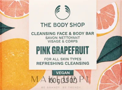 The Body Shop Pink Grapefruit мыло для лица и тела Cleansing Face and Body Bar 100 г, кусковое мыло с ароматом грейпфрута