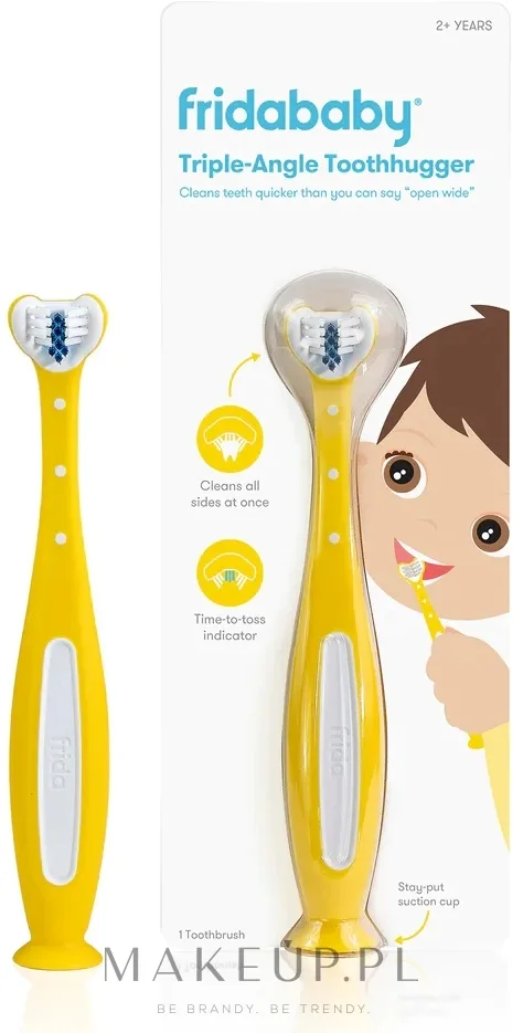 Детская зубная щётка 3D Frida Baby Triple-Angle Toothhugger с V-образной головкой, очень мягкая, жёлтая, 1 шт