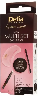 Набор для бровей Delia Cosmetics помада пинцет и три трафарета