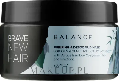 Чёрная маска для кожи головы Brave New Hair Balance для жирной кожи, активированный уголь, ниацинамид, зелёный чай, 250 мл