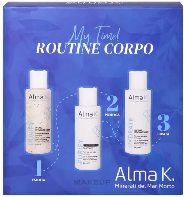 Набор для ухода за телом Alma K. My Time! Body Care Routine Kit: гель для душа, отшелушивающее мыло, лосьон, по 100 мл