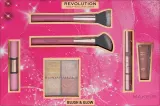 Набор для макияжа лица Makeup Revolution Blush and Glow Set румяна, хайлайтеры и кисти, шесть предметов — фото 1