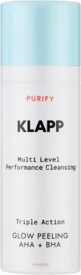 Пилинг для лица Klapp Multi Level Performance Purify Triple Action Glow Peeling с кислотами AHA и BHA, для сияния кожи, 30 мл