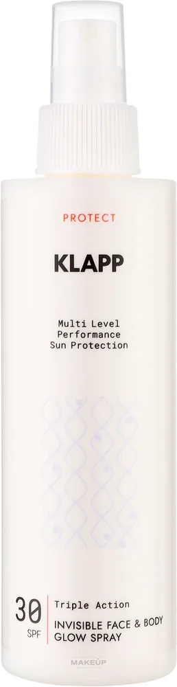 Спрей для тела Klapp Sun Protection Invisible Face and Body Glow SPF 30 с сиянием 200 мл
