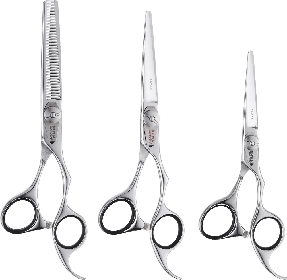 Набор парикмахерских ножниц Olivia Garden SilkCut 5.0 и 5.75 дюйма и филировочные ножницы 35 зубцов в черном чехле