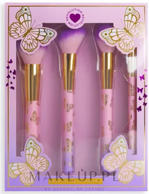 Набор кистей для макияжа I Heart Revolution Butterfly Brush Set с синтетическим ворсом, с принтом бабочек, 4 шт