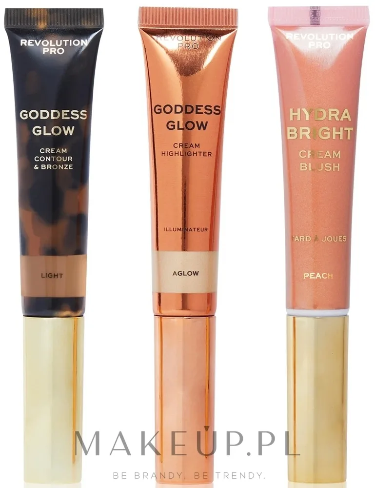 Revolution PRO Cream Wand Trio Light набор бронзер 15 мл, хайлайтер 15 мл и румяна 12 мл, кремовые текстуры, для светлой кожи, аппликатор-спонж