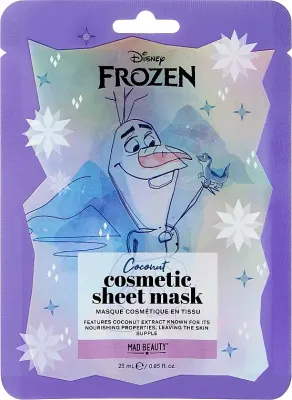 Mad Beauty Disney Frozen Cosmetic Sheet Mask Olaf — тканевая маска для лица с гиалуроновой кислотой и кокосом, 25 мл