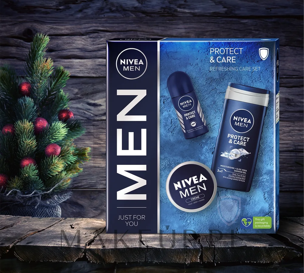 Мужской набор NIVEA MEN Protect & Care гель для душа 3в1 антиперспирант и крем для лица с алоэ 250+50+75 мл