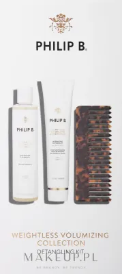 Набор для объема волос Philip B Weightless Volumizing шампунь кондиционер и расческа с пантенолом и экстрактом риса 220+178 мл