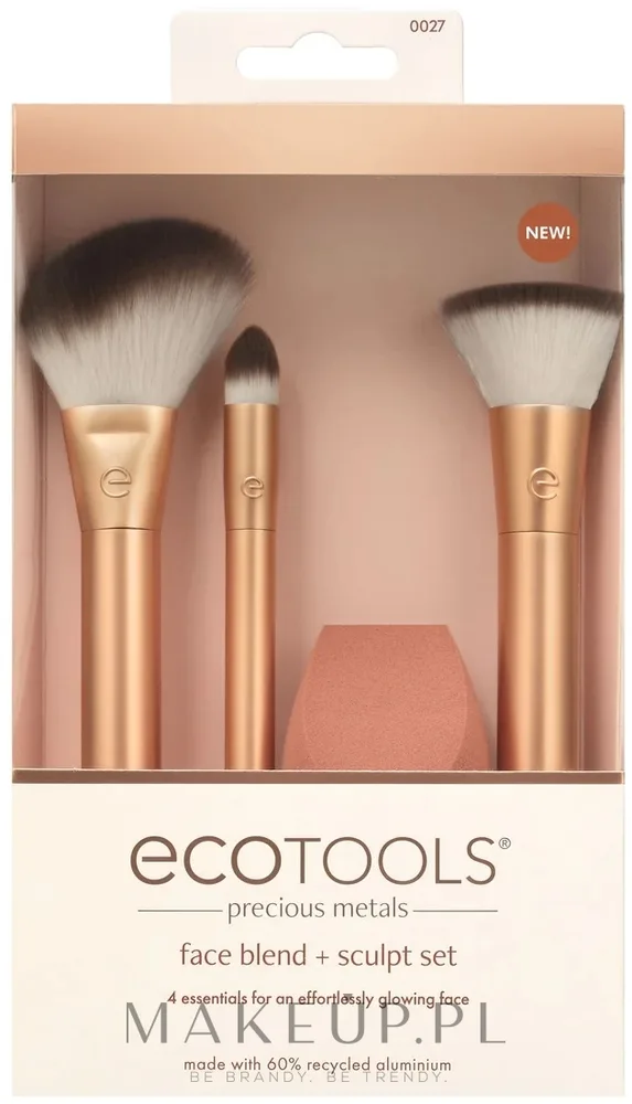 Набор кистей и спонжа для макияжа EcoTools Precious Metals Face Blend + Sculpt Set