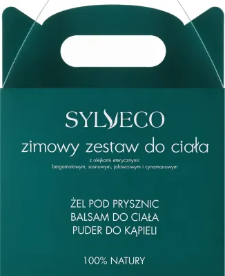 Зимний набор для тела Sylveco пудра для ванны гель для душа и бальзам с хвойными эфирными маслами 100 г+150+150 мл