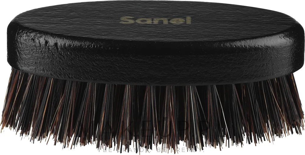 Щётка для бороды Sanel Beard Brush чёрная, из лакированного бука, с двойным ворсом