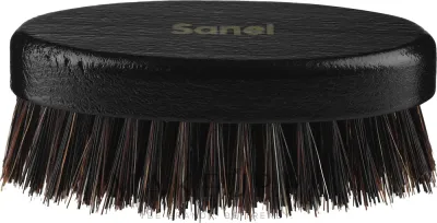 Щётка для бороды Sanel Beard Brush чёрная, из лакированного бука, с двойным ворсом