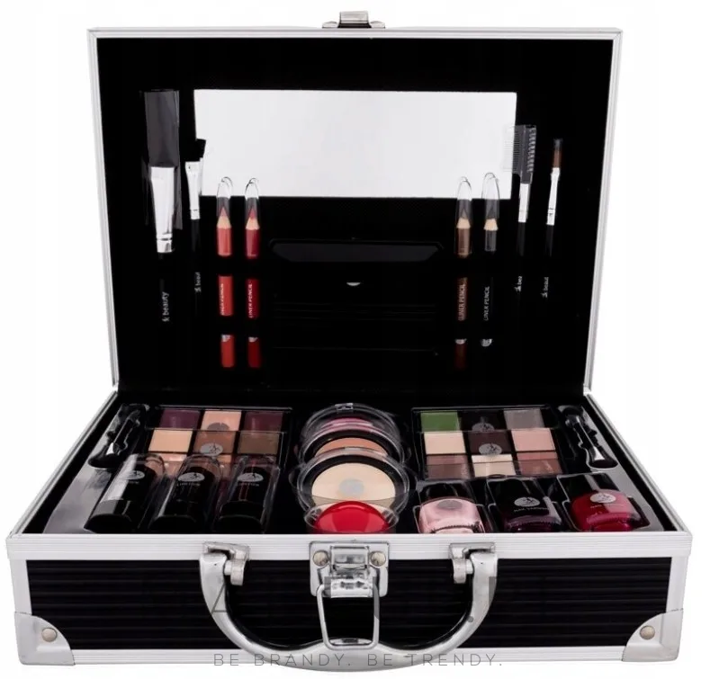 Cosmetic 2K All About Beauty Train Case Black кейс для косметики с набором для макияжа, чёрный, бьюти-кейс с тенями, помадами и кистями