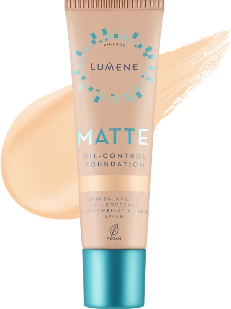 Тональная основа Lumene Matte Oil-Control Foundation SPF 20 матирующая веганская, 30 мл, оттенок 0.5 - Light