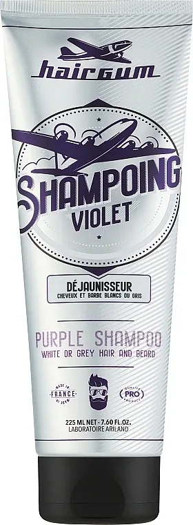Фиолетовый шампунь Hairgum Purple против жёлтых тонов для волос и бороды, с кератином, 900 мл
