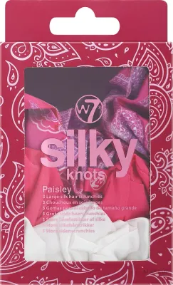 Набор шёлковых резинок для волос W7 Cosmetics Silky Knots Paisley тонкие, из тутового шёлка, 3 шт