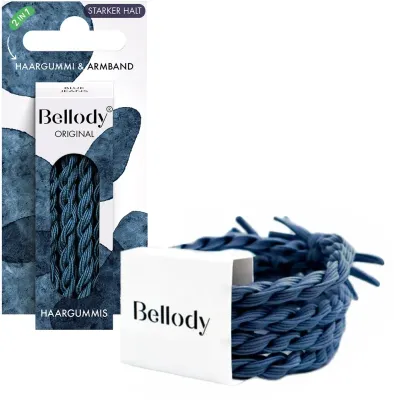 Резинки для волос Bellody Original Blue Jeans, можно носить как браслет, 4 шт