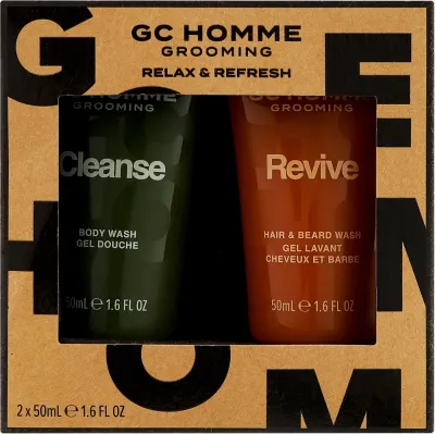 Мужской набор Grace Cole GC Homme гель для душа шампунь для волос и бороды и губка 2x50 мл