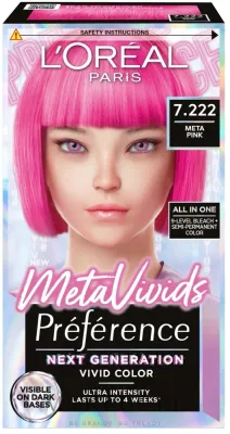 Краска для волос L'Oreal Paris Preference Vivid Color MetaVivids с осветлителем, интенсивный цвет, оттенок 7.222 - Meta Pink