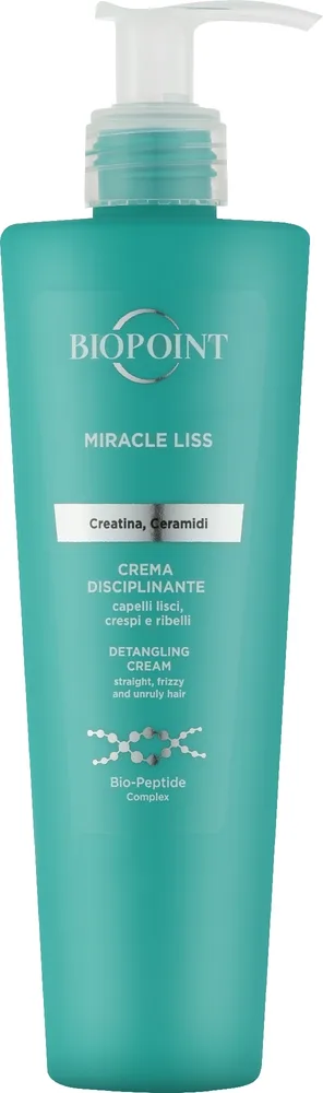 Крем для волос Biopoint Miracle Liss разглаживающий несмываемый, гладкость до 72 часов, с кератином и церамидами, термозащита, 200 мл