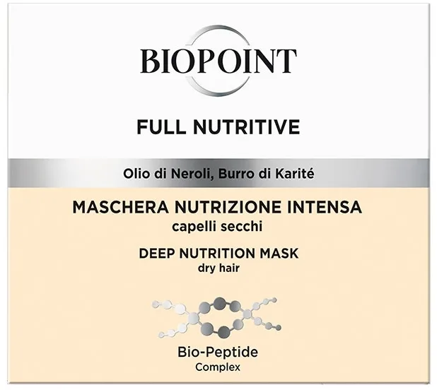 Питательная маска для волос Biopoint Full Nutritive для сухих волос, масло камелии, масло ши, пчелиный воск, 200 мл