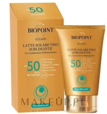 Молочко солнцезащитное для лица Biopoint Solaire Latte Solare Viso Sublimante SPF 50 с лёгкой консистенцией, 50 мл