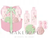 Набор Aurora Pink Heart гель для душа 260 мл пена для ванны 260 мл крем для тела 50 мл мыло-цветок и другое средство пиона и амбры — фото 1