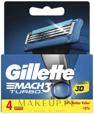 Сменные кассеты для бритвы Gillette Mach 3 Turbo 3D, лезвия Turbo, гелевая полоска Comfort, 4 шт