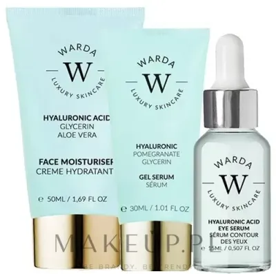 Набор для лица Warda Hyaluronic Acid крем гель-сыворотка и сыворотка для век с алоэ и гиалуроном 50+30+15 мл
