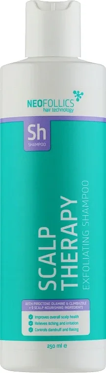 Neofollics Hair Technology Neofollics Hair Technology Scalp Therapy Exfoliating Shampoo - Отшелушивающий шампунь Neofollics Scalp Therapy с диоксидом кремния, геранью и женьшенем, 250 мл
