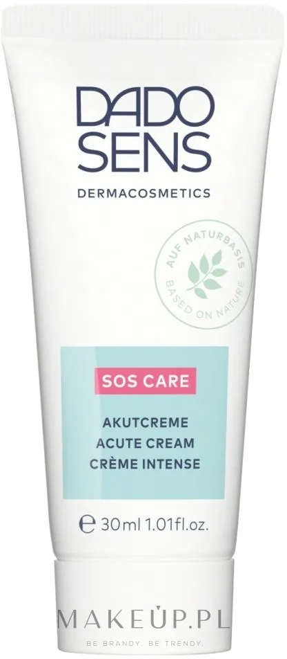 Dado Sens Sos Care Acute Cream крем для лица успокаивающий для чувствительной кожи 30 мл, крем скорой помощи с солодкой бета-глюканами и цинком