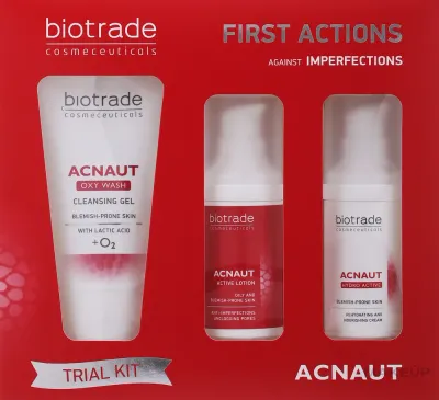 Набор для проблемной кожи Biotrade Acnaut 3 Steps Against Imperfections: очищающий гель, активный лосьон, увлажняющий крем