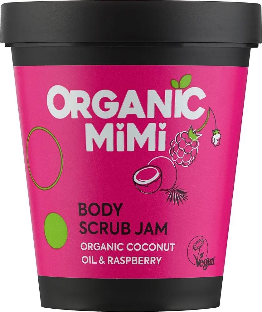 Organic Mimi Organic Mimi Body Scrub Jam Coconut Oil & Raspberry - Скраб для тела Jam с кокосовым маслом и малиной кремовой текстуры 250 г