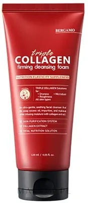 Bergamo Triple Collagen Firming очищающая пенка с тройным коллагеном и экстрактами цветов 120 мл
