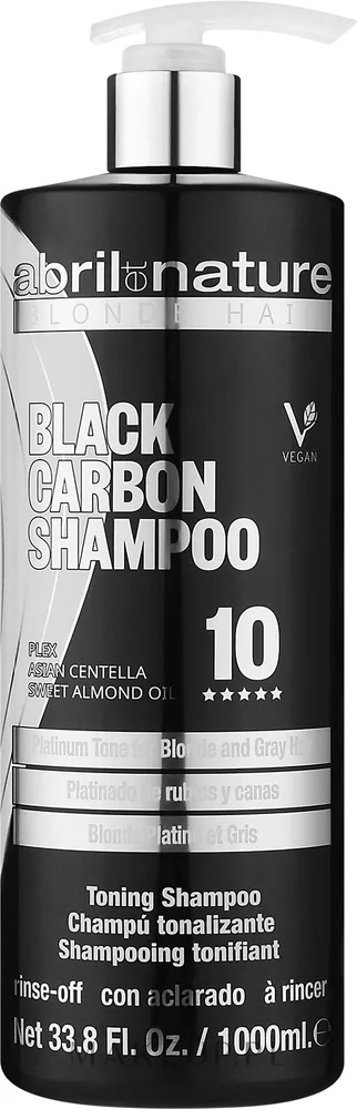 Тонирующий шампунь Abril et Nature Black Carbon против желтизны, с маслом миндаля и центеллой азиатской, 1000 мл